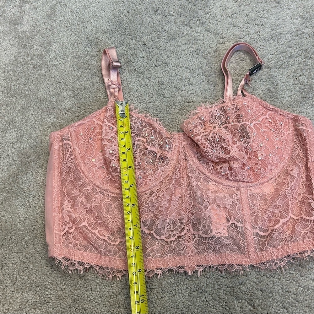 Victoria’s Secret HOLIDAYS/Dream Angel Pink Rhinestone Lace Bra Corset Bustier - Picture 10 of 11